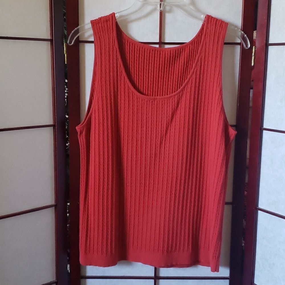 Red Knitted Pullover Sleeveless Top